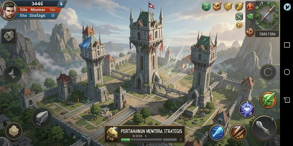 Tampilan screenshot gameplay Tower Defense yang mendebarkan dan strategis.