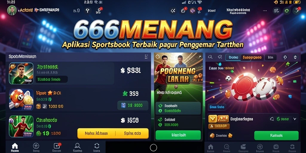Tampilan interaktif aplikasi 666MENANG dengan fitur taruhan olahraga.