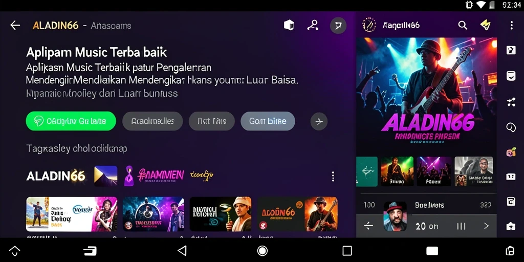 Tampilan utama <strong>ALADIN66</strong> dengan berbagai pilihan musik yang menarik.