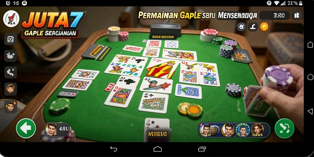 Tampilan seru gameplay Gaple dalam JUTA7 yang menantang.