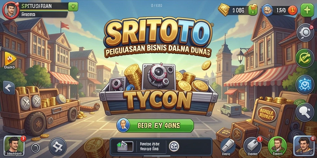 Screenshot SRITOTO menampilkan gameplay interaktif dalam menjalankan bisnis Tycoon.